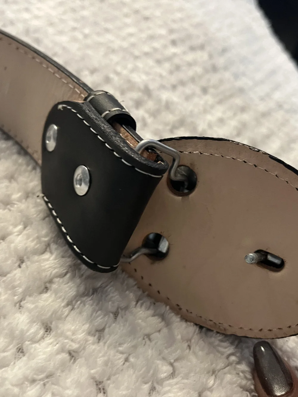 Embroidered Black & Brown Men's Leather Belt with Silver Stitching